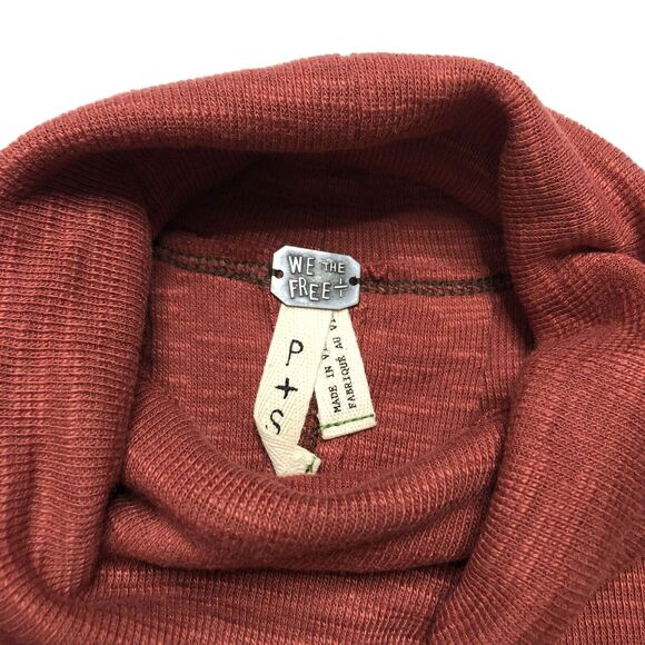 NWT Free People Small Red Orange Split Back Turtleneck Knit Top Tunic OB536113 - Picture 10 of 10